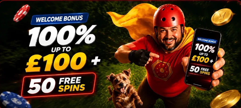 VegasHero App: 100% up to &pound;100 + 50 free spins